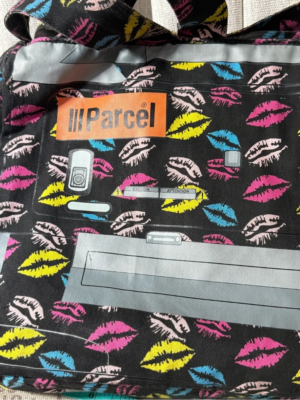 Vintage Y2K parcel boombox purse featuring lips in different colors